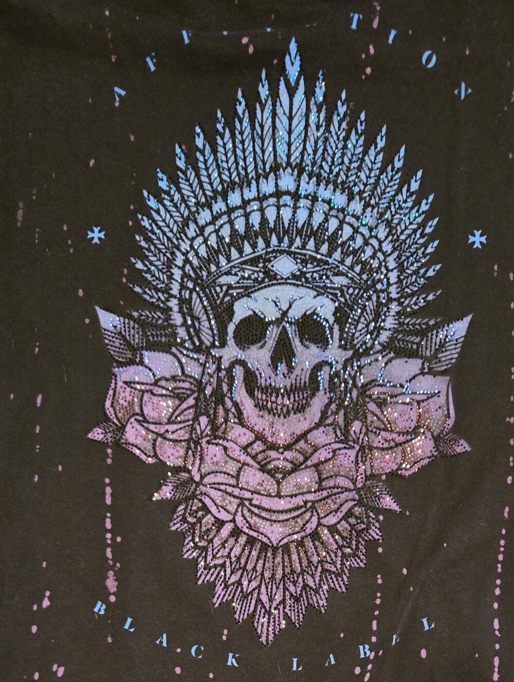Affliction Black LabelTee with Blue and Purple Skull Headdress